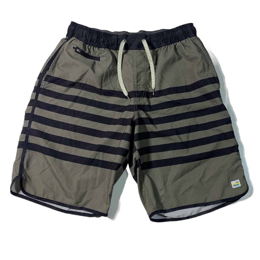 Vuori Banks Board Shorts Mens Size Small Olive Stripe